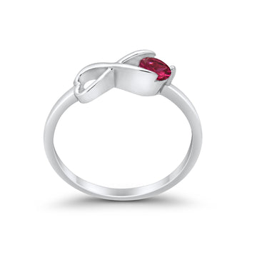 Infinity Promise Band Simulated Ruby Cubic Zirconia 925 Sterling Silver